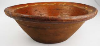 Appraisal: Early Th C Redware Bowl W Mustard Slip Decoration shows