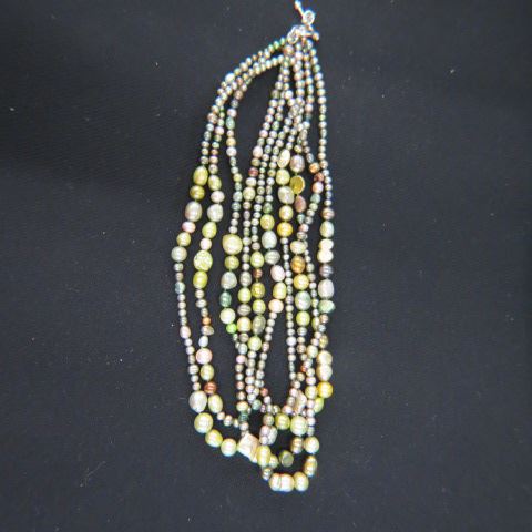 Appraisal: Pearl Necklace five strands of pearls in primarily greens up