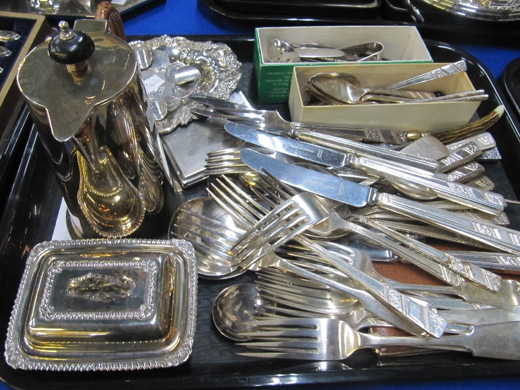 Appraisal: A tray lot of EP - chocolate pot three dishes