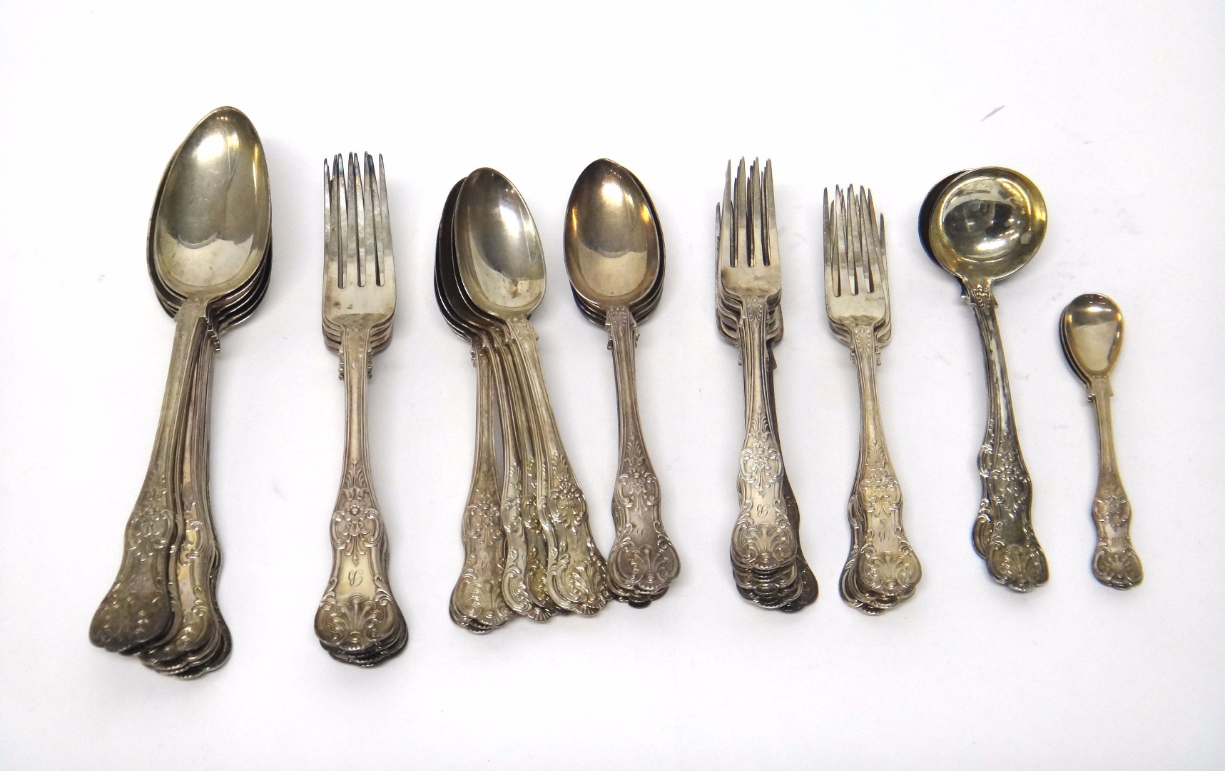 Appraisal: Scottish silver single struck King's pattern table flatware comprising six