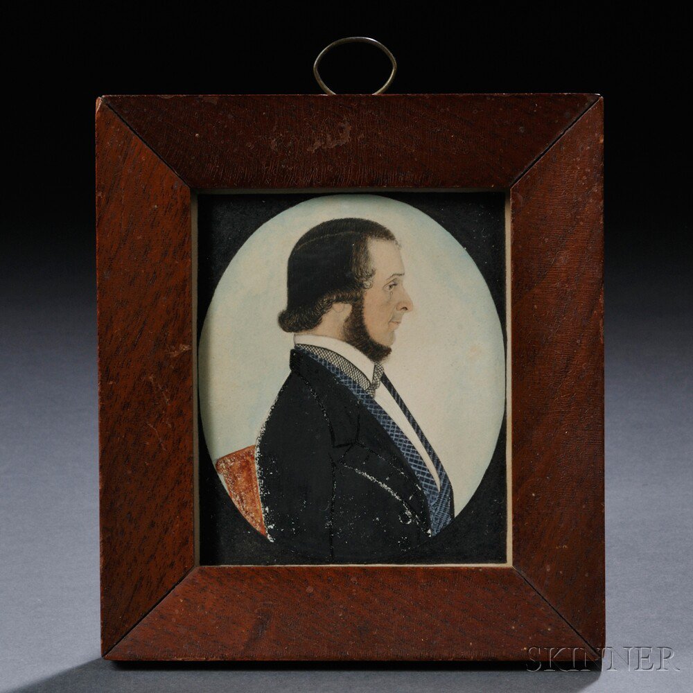 Appraisal: Amon Gilbert Justus Da Lee American - Profile Portrait Miniature