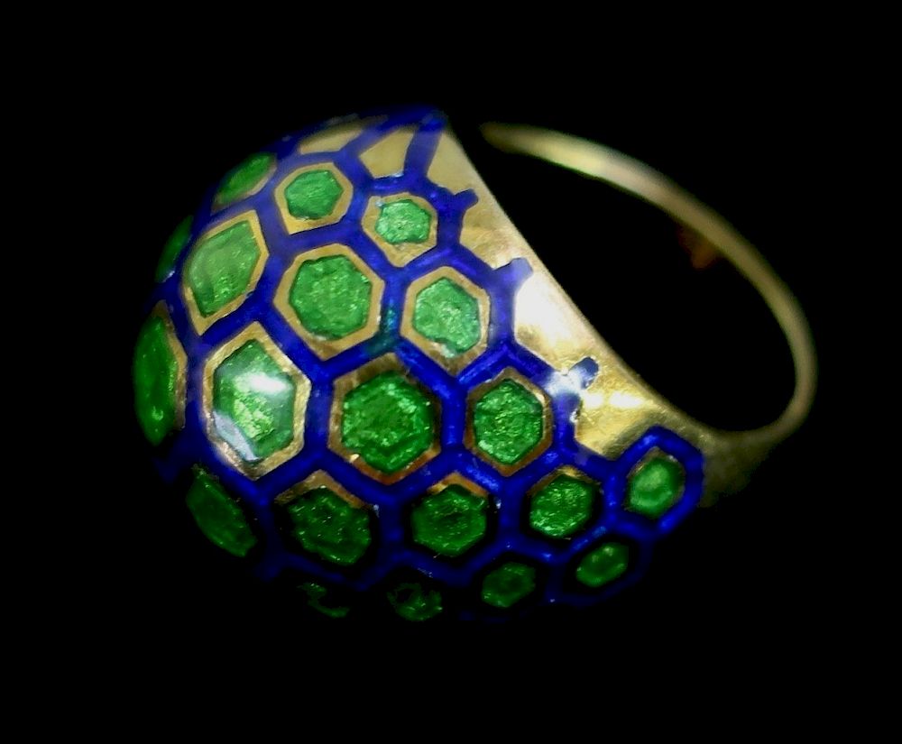 Appraisal: Karat Gold Colorful Enameled Ring karat gold colorful enameled ring