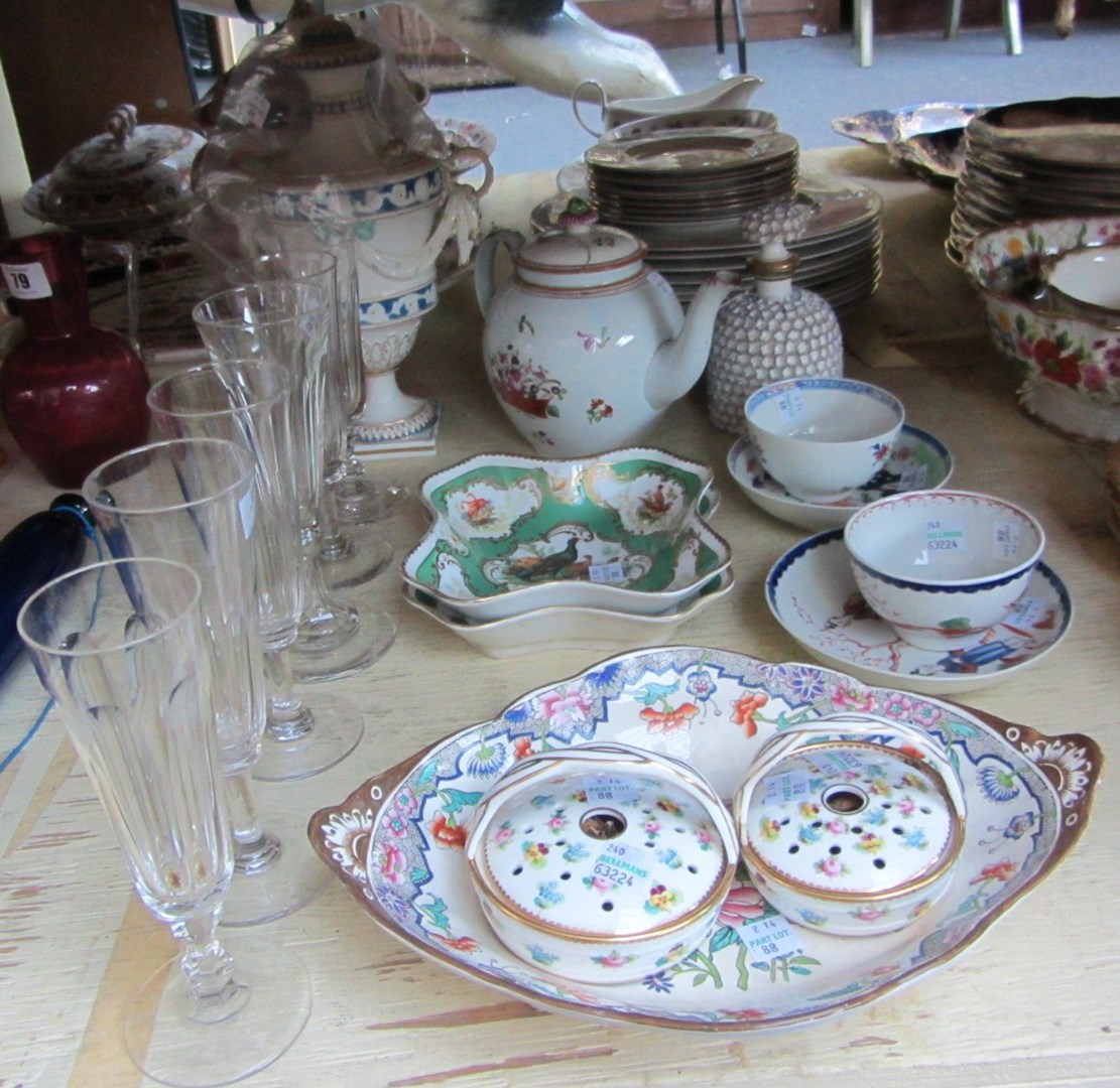 Appraisal: A group of porcelain to include a Staffordshire flower encrusted