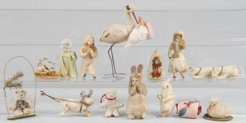 Appraisal: Lot of Cotton Christmas Ornaments Description Includes one stork candy