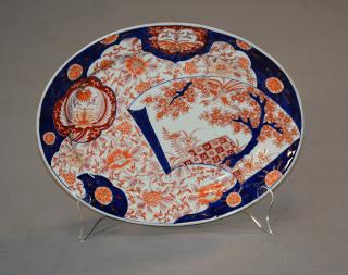 Appraisal: th C Imari oval platter with trees and flowers th