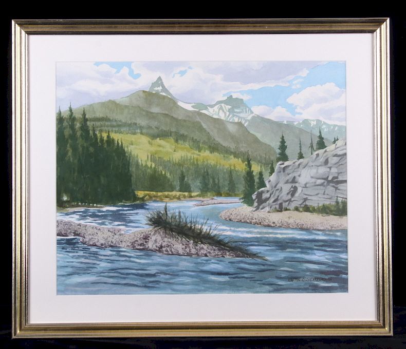 Appraisal: Scheppelman Watercolor of Pilot Index Peaks For your consideration is