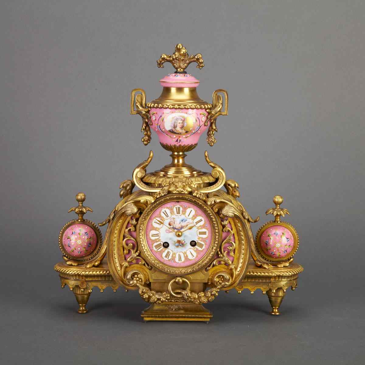 Appraisal: Napoleon III Sevres Style Porcelain Mounted Gilt Bronze Mantle Clock