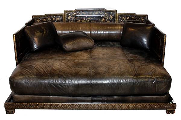 Appraisal: A Chinese black lacquered daybed height in width in depth