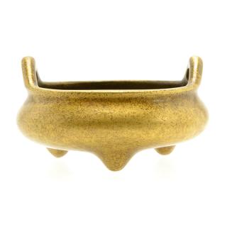 Appraisal: A Small Gilt-Bronze Tripod Censer Of compressed bomb form supported