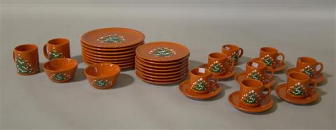 Appraisal: WAECHTERSBACH RED CHRISTMAS POTTERY Including eight dinner plates eight salad