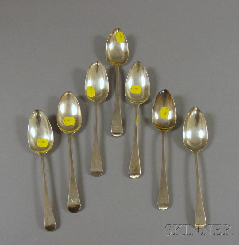 Appraisal: Seven Georgian Sterling Silver Soupspoons London th and th century