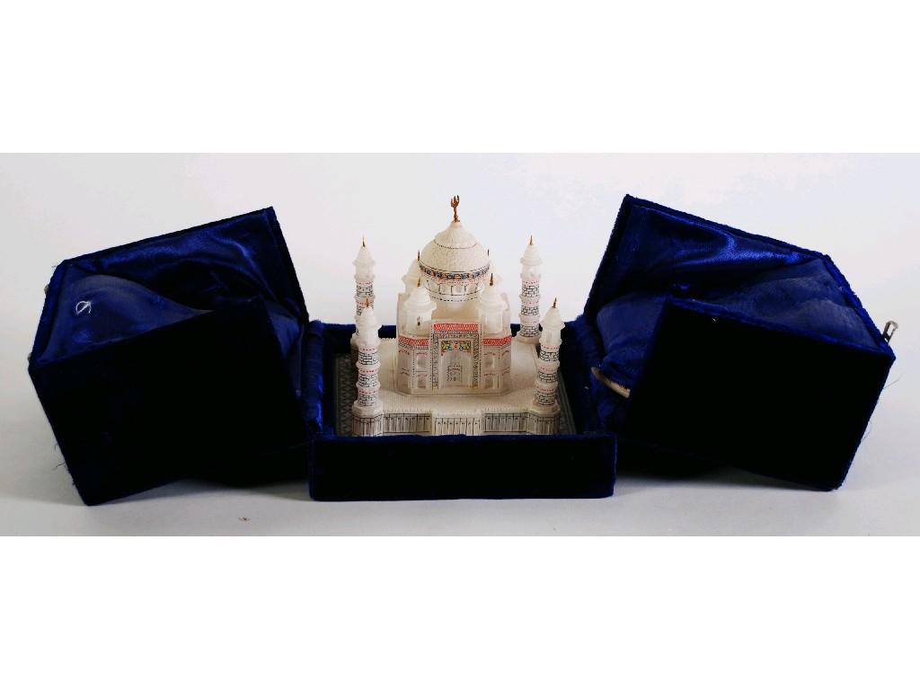 Appraisal: INDIAN ALABASTER MODEL OF THE TAJ MAHAL in a silk