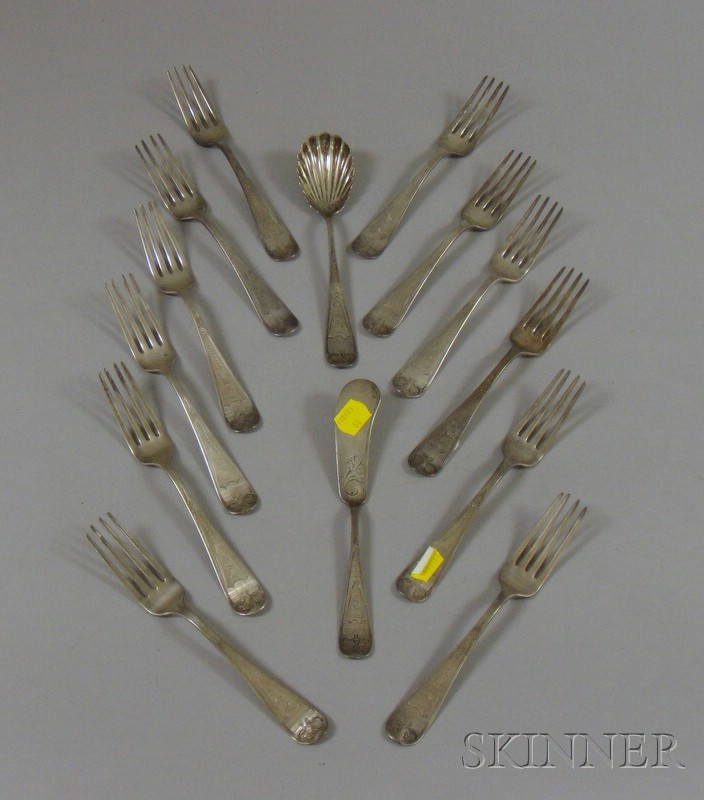 Appraisal: Fourteen Pieces of Sterling Silver Flatware S T Child a