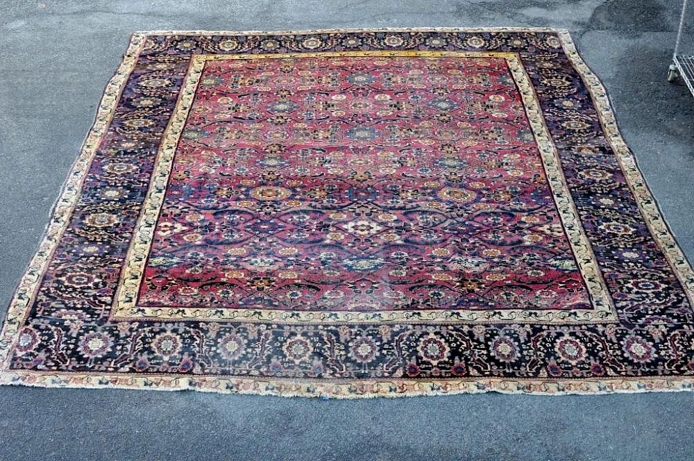 Appraisal: Room Size Persian Carpet Room size Persian carpet Pile wear