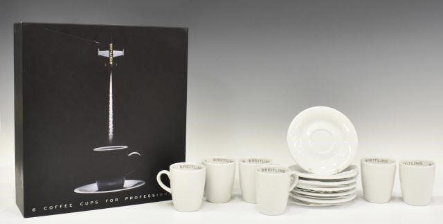 Appraisal: lot of Swiss Breitling ceramic espresso service retaining branded fitted