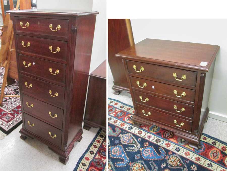 Appraisal: FEDERAL STYLE MAHOGANY LINGERIE CHEST AND MATCHING NIGHTSTAND Henkel-Harris Furniture