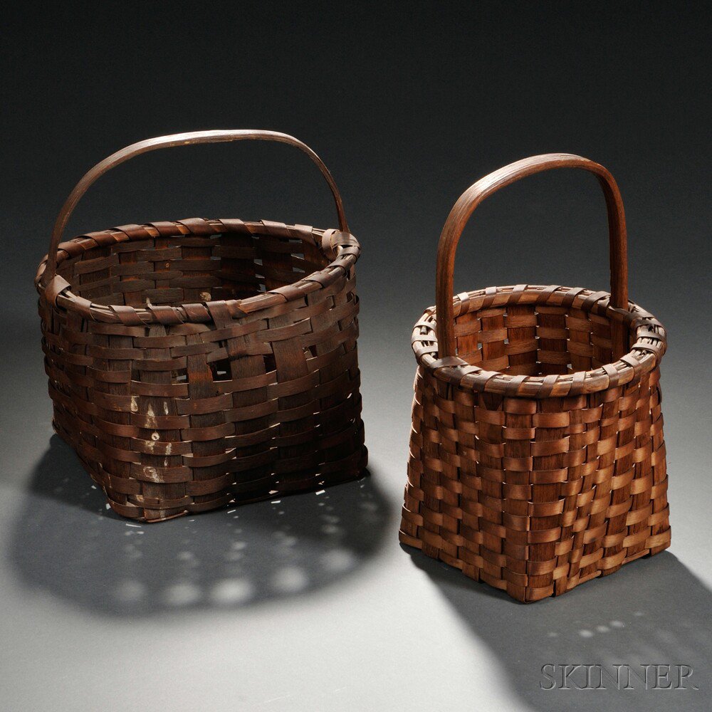 Appraisal: Two Handled Woven Splint Baskets th th century ht to