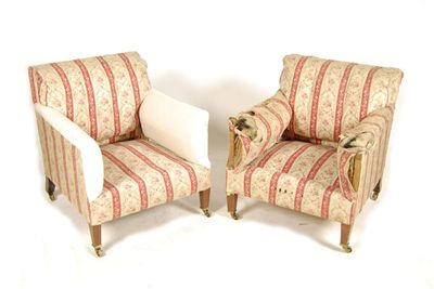 Appraisal: Howard Sons Ltd A pair of low easy armchairs the