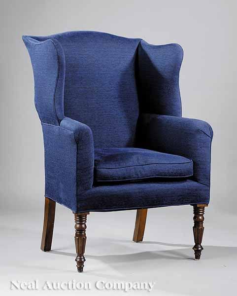 Appraisal: An American Late Federal Mahogany Wing Chair early th c