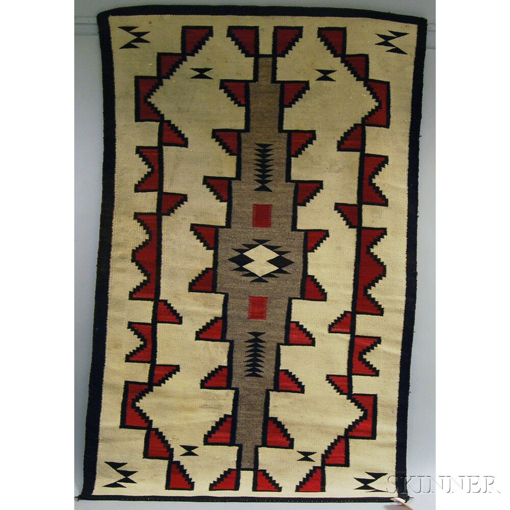 Appraisal: Navajo Rug with stepped geometric pattern x in Estimate -