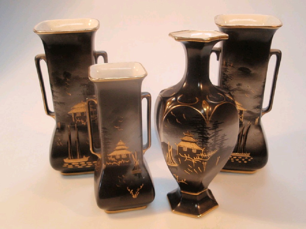 Appraisal: A pair of Sylvac moonlight vases shape cm high together