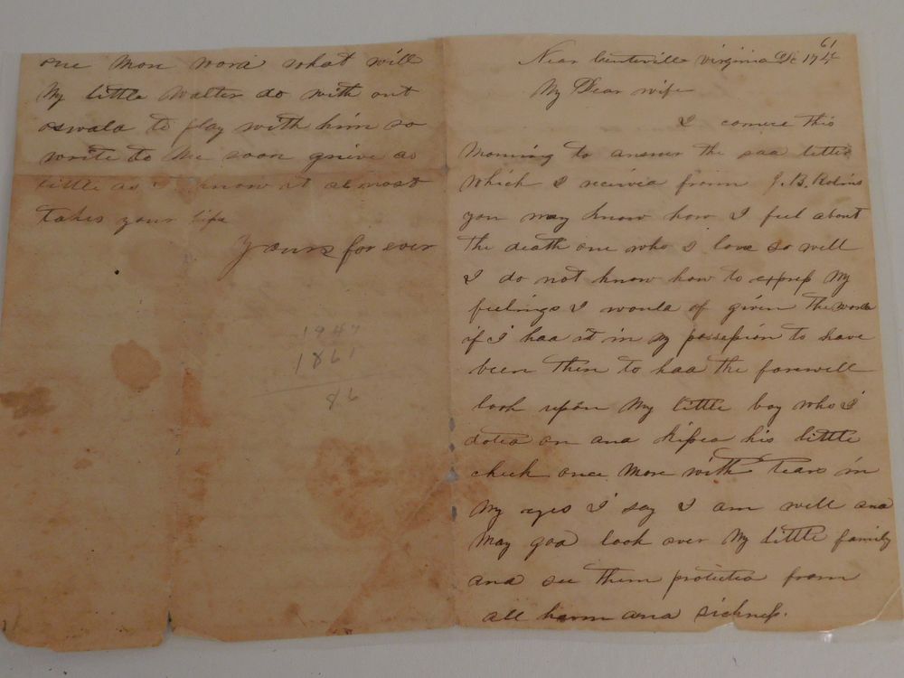 Appraisal: CONFEDERATE LETTER VIRGINIA A Civil War Confederate letter hand written