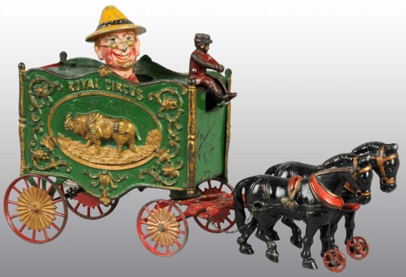 Appraisal: Cast Iron -Horse Green Royal Circus Van Wagon Description Farmer