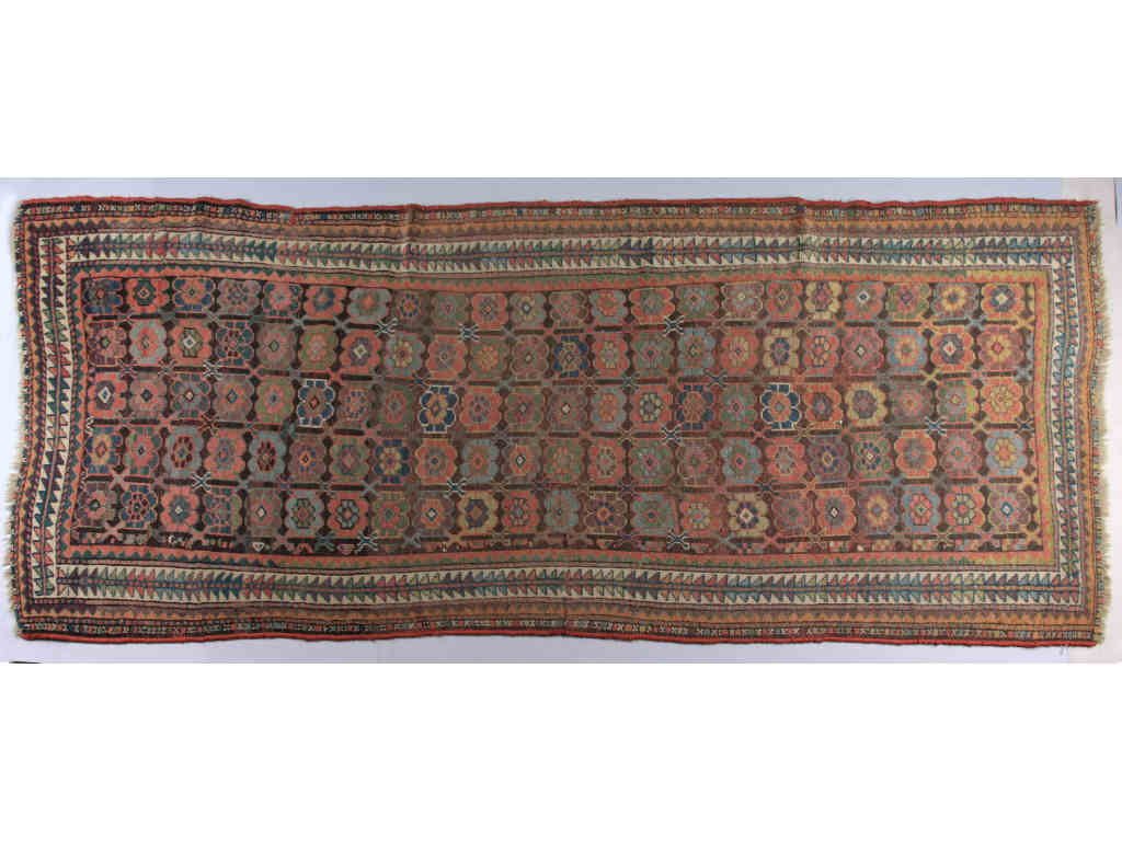 Appraisal: Oriental Semi-Antique Kurdish Rug overall multicolored floret design on brown