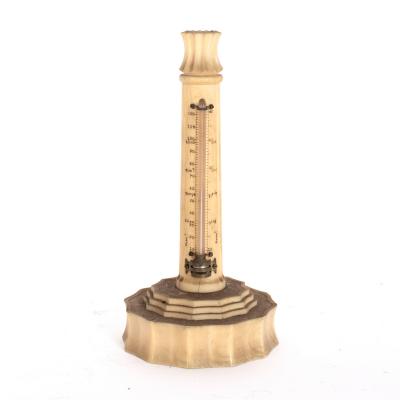 Appraisal: An Anglo-Indian ivory table barometer circa on stepped rosette shaped