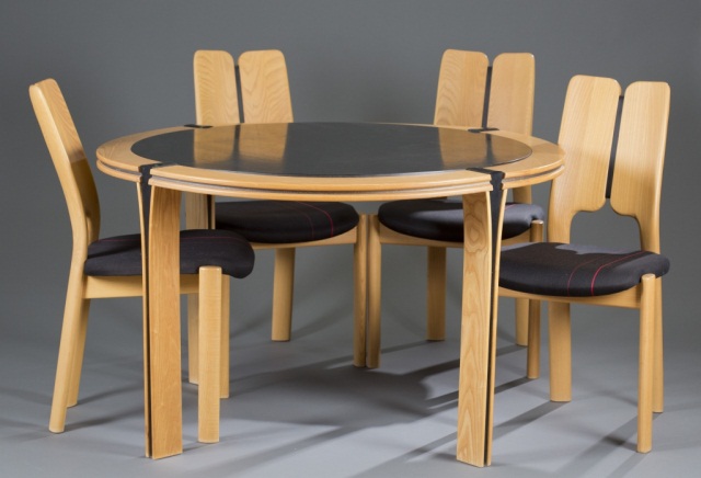 Appraisal: Snedkergaarden Ash Table and Four Chairs Matching set Center of