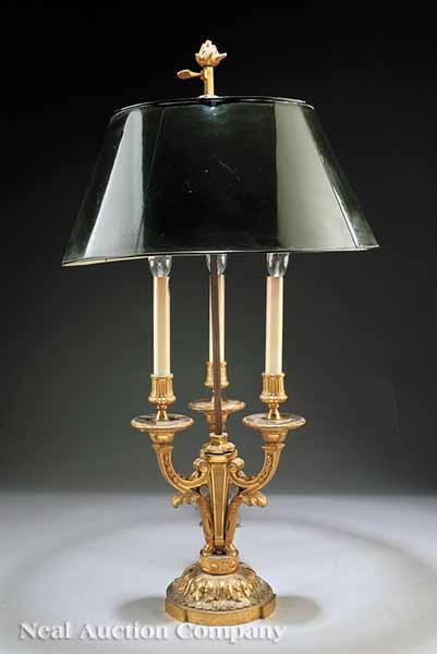 Appraisal: Two Louis XVI-Style Gilt Metal Bouillotte Lamps both marked on