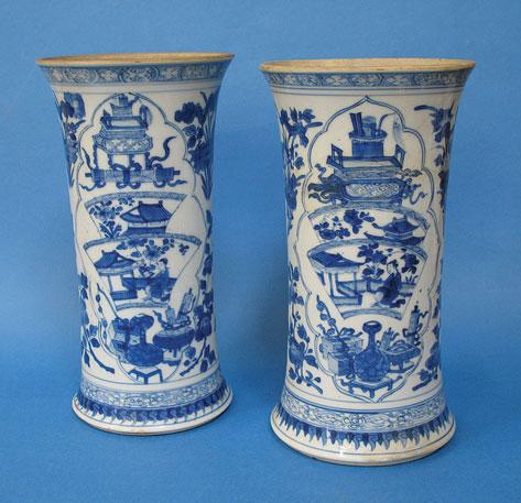 Appraisal: A PAIR OF CHINESE BLUE AND WHITE VASES of slightly