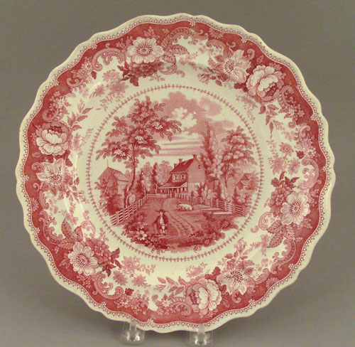 Appraisal: Historical red Staffordshire plate depicting the residence of the late