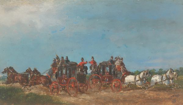 Appraisal: H F JONES BRITISH TH CENTURY x Carriages meeting on