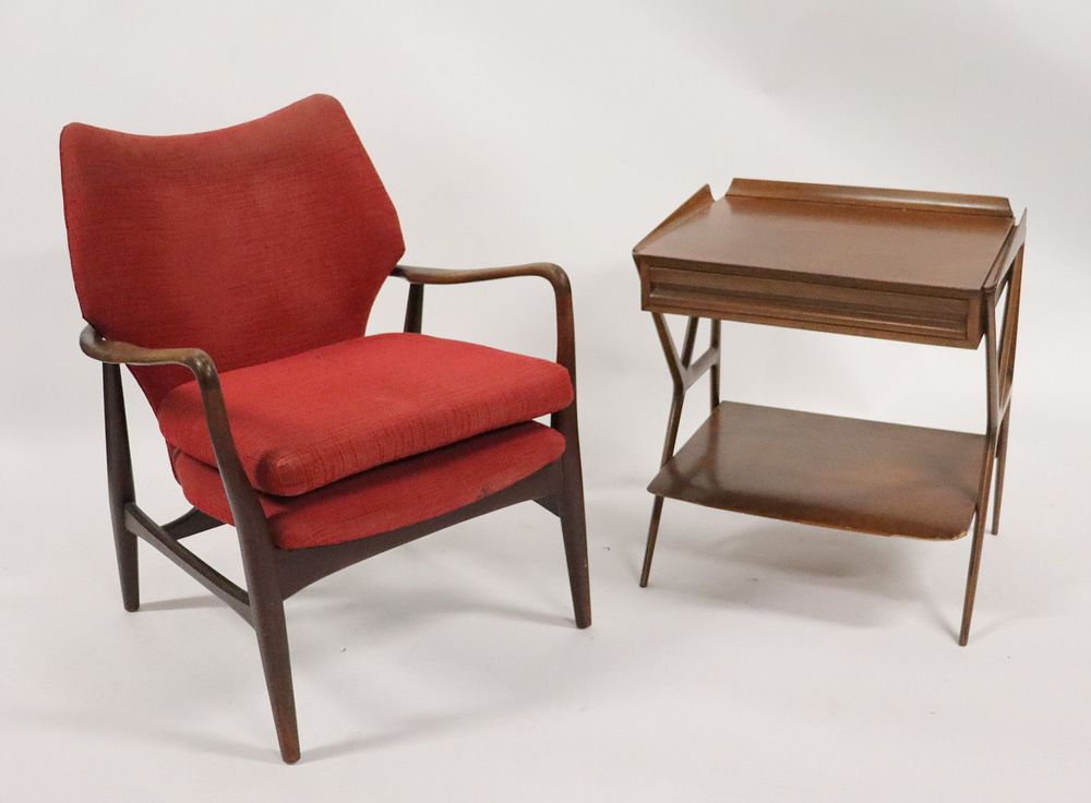 Appraisal: Midcentury Arm Chair Together With A Night Stand From a