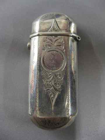 Appraisal: Victorian Coin Silver Match Safe engraved design hallmark '' x