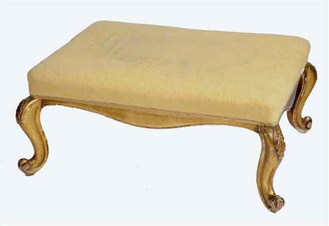 Appraisal: A TH CENTURY FRENCH GILT FRAME RECTANGULAR LARGE STOOL with