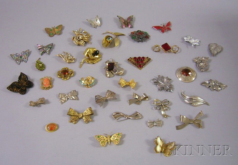 Appraisal: Large Group of Mostly Costume and Sterling Silver Brooches including