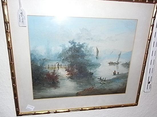 Appraisal: CHINESE SCHOOLBoating and Fishing in an extensive Chinese landscape watercolour