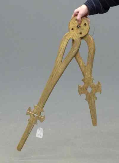 Appraisal: Early wooden worn gilt clock hands '' and '' Length