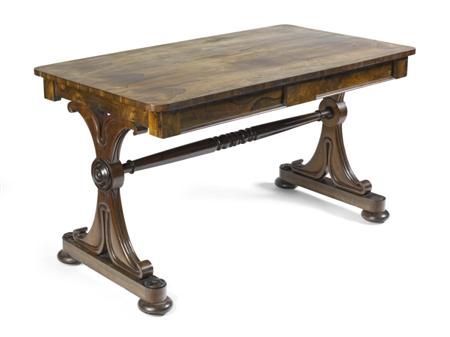 Appraisal: WILLIAM IV ROSEWOOD LIBRARY TABLE CIRCA the rounded rectangular top