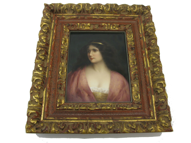 Appraisal: KPM PORCELAIN PLAQUE c Hand painted portrait of a beautiful