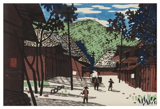 Appraisal: Sale Lot Kiyoshi Saito - Village Scene woodblock print signed