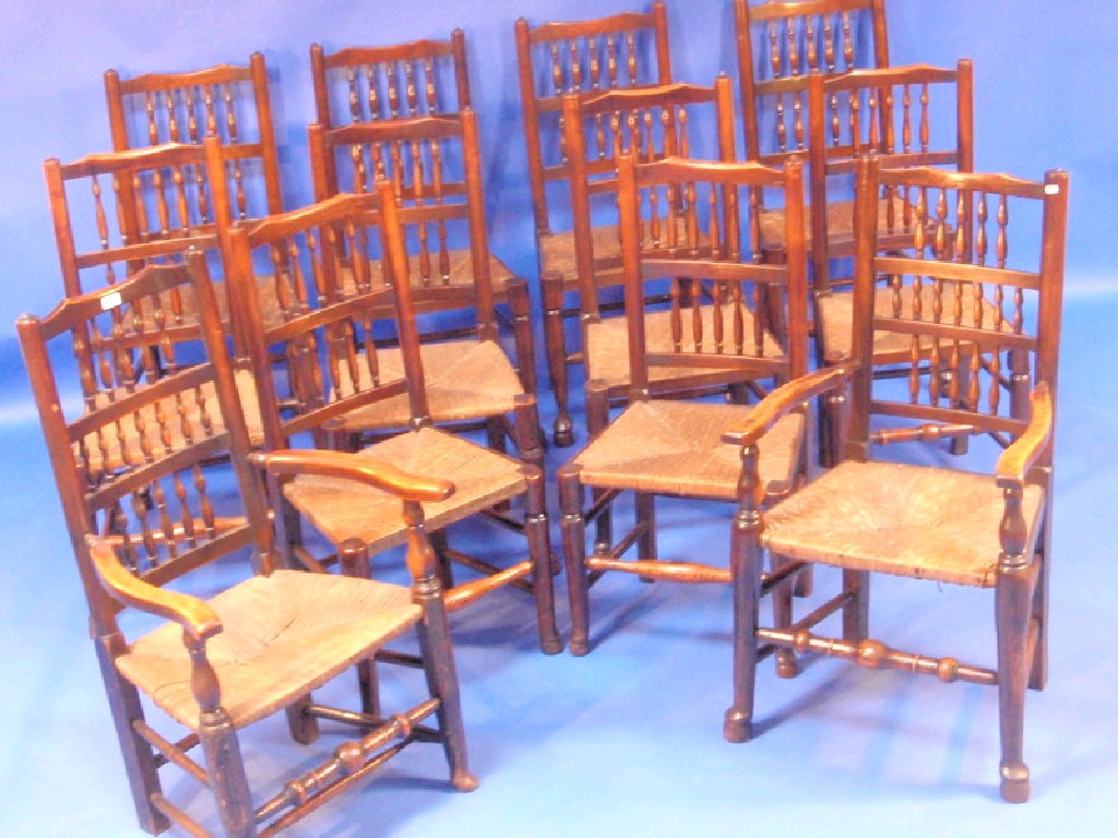 Appraisal: A Harlequin set of twelve thC gate back dining chairs