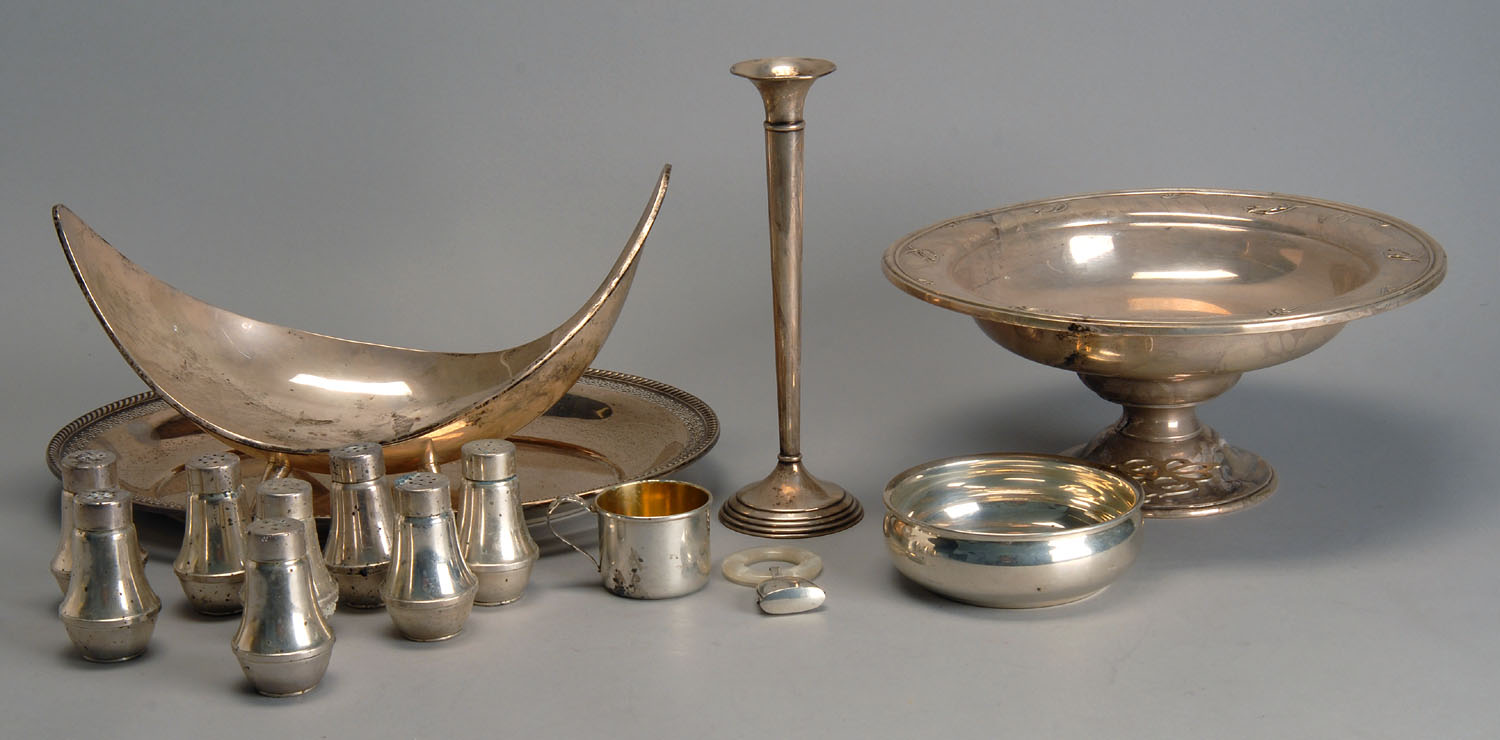 Appraisal: LOT OF ASSORTED STERLING SILVER Including a Mexican four-footed bowl