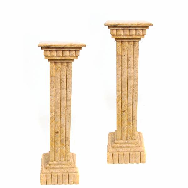 Appraisal: A pair of Neoclassical style marble pedestals height in width