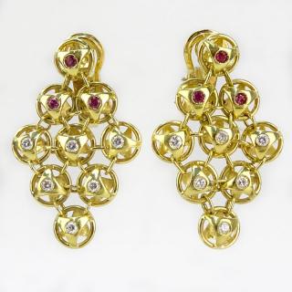 Appraisal: Contemporary Approx Carat Diamond Ruby and Karat Yellow Gold Chandelier