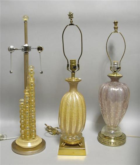 Appraisal: TWO VENETIAN GLASS TABLE LAMPS The first a smaller similar