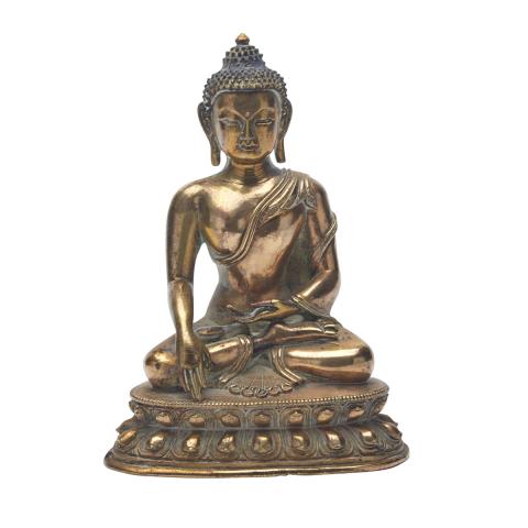 Appraisal: Gilt Bronze Figure of Buddha Akshobya Tibet th Century Seated