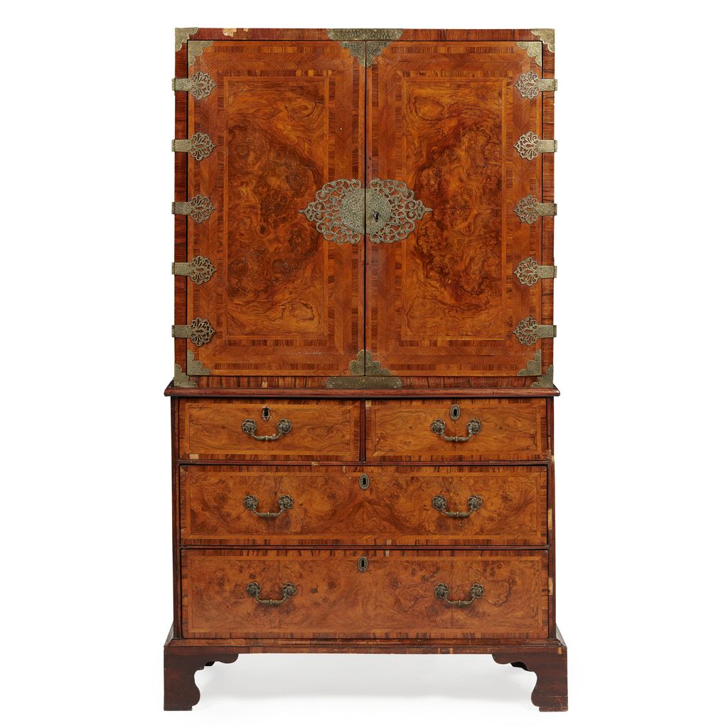 Appraisal: GEORGE I WALNUT AND ROSEWOOD CABINET ON CHEST EARLY TH